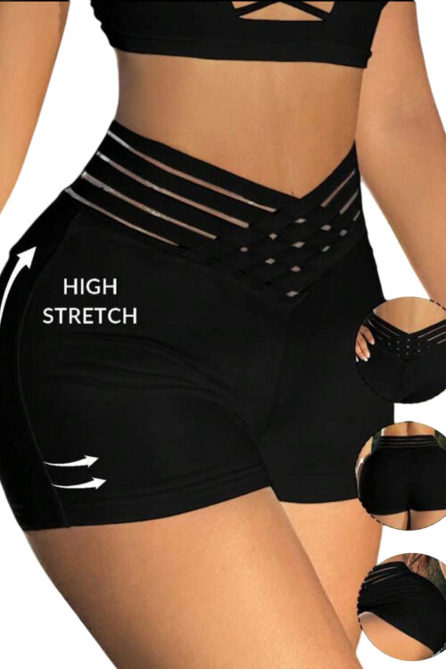 Women low waist solid Colour Hollow Track shorts