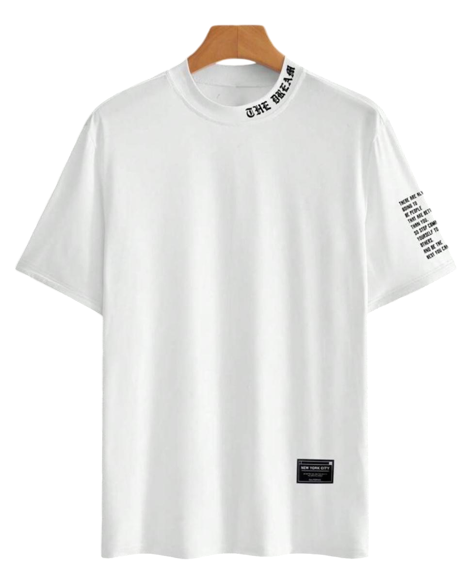 Man letter print stand Collar Short Sleeve - Image 2