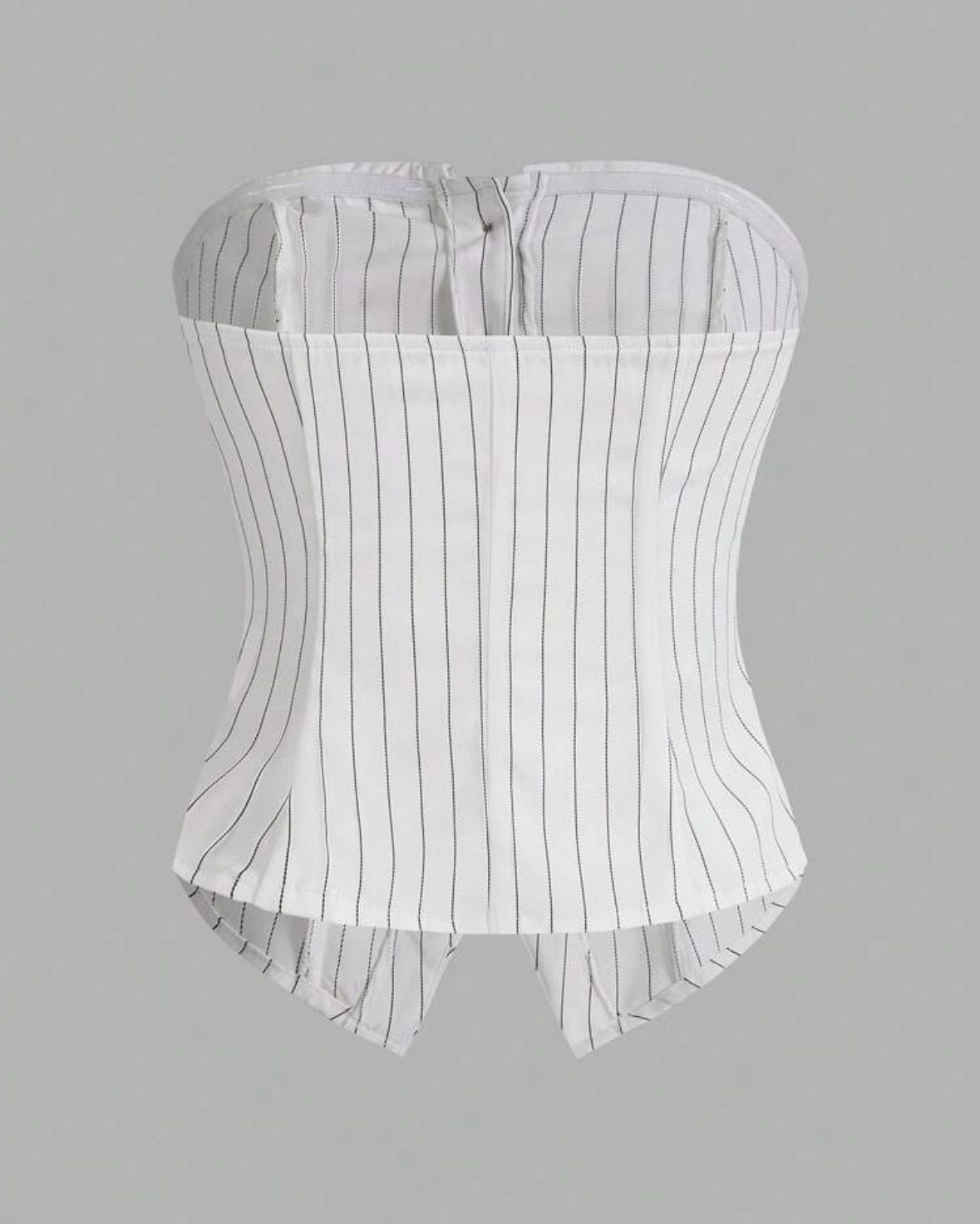 Ezwear Stripped Suit Fabric Button Front Bandeau Top - Image 2