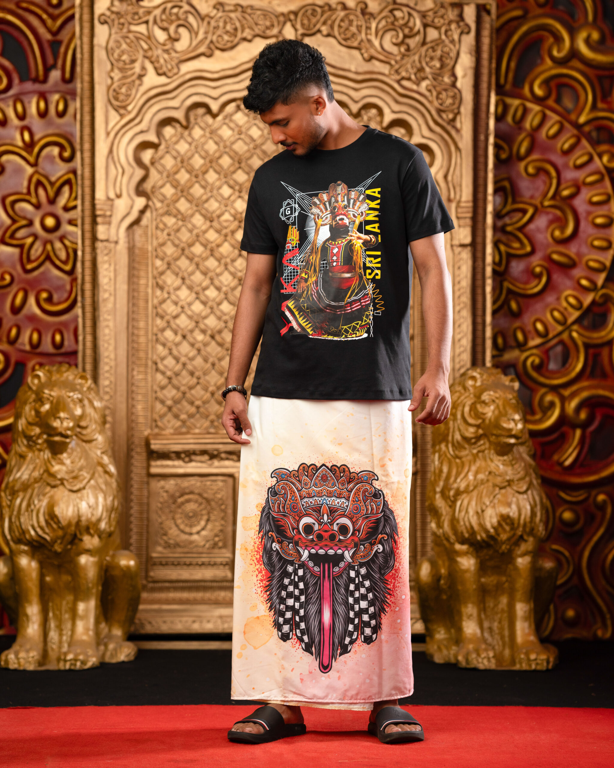 Sarong / Lungi best -Yaka Collection -Traditional Full Front Devil mask print - Image 3