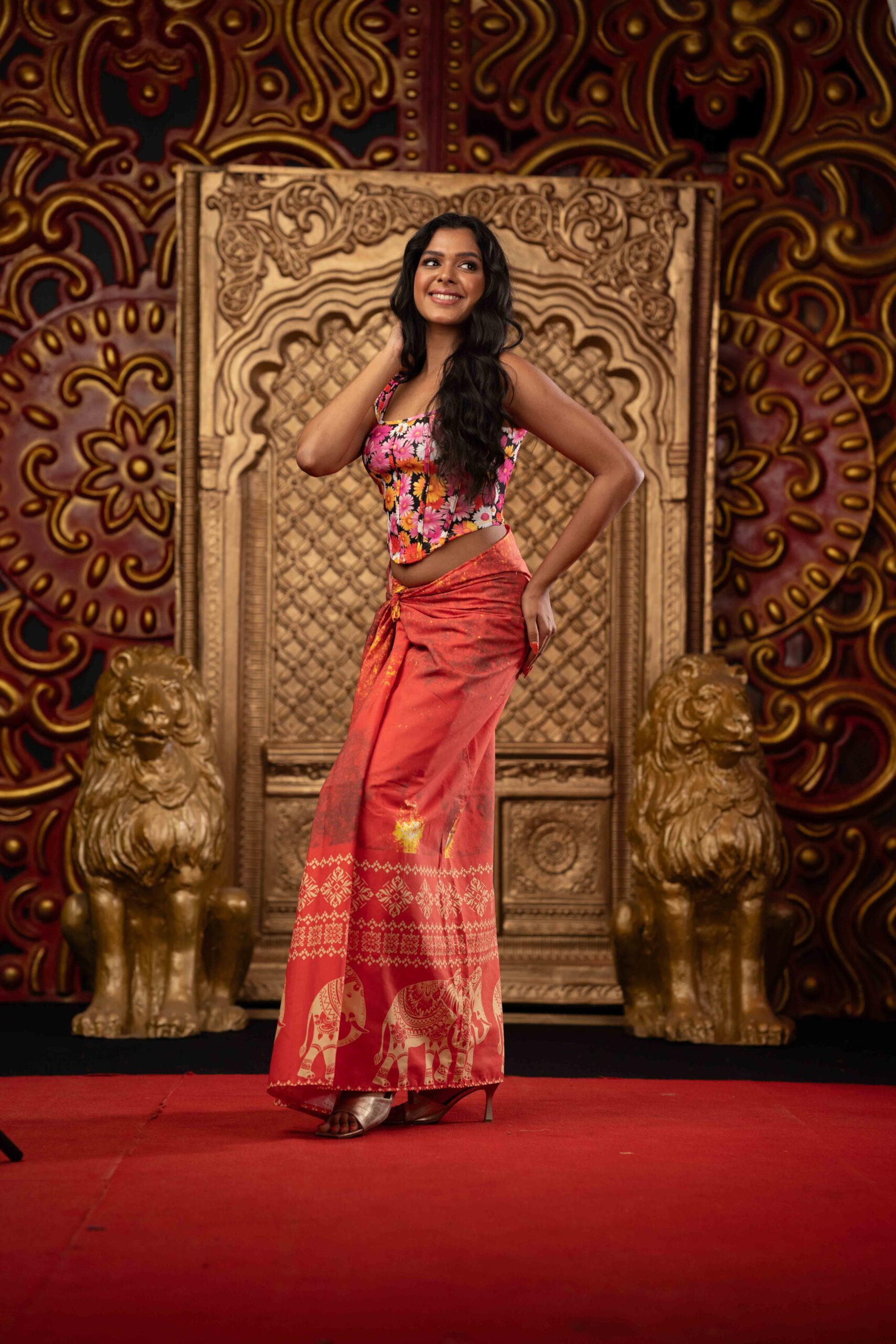 Sarong / Lungi best -Crafted sarong for modern muse- Elephant print Burgundy - Image 2