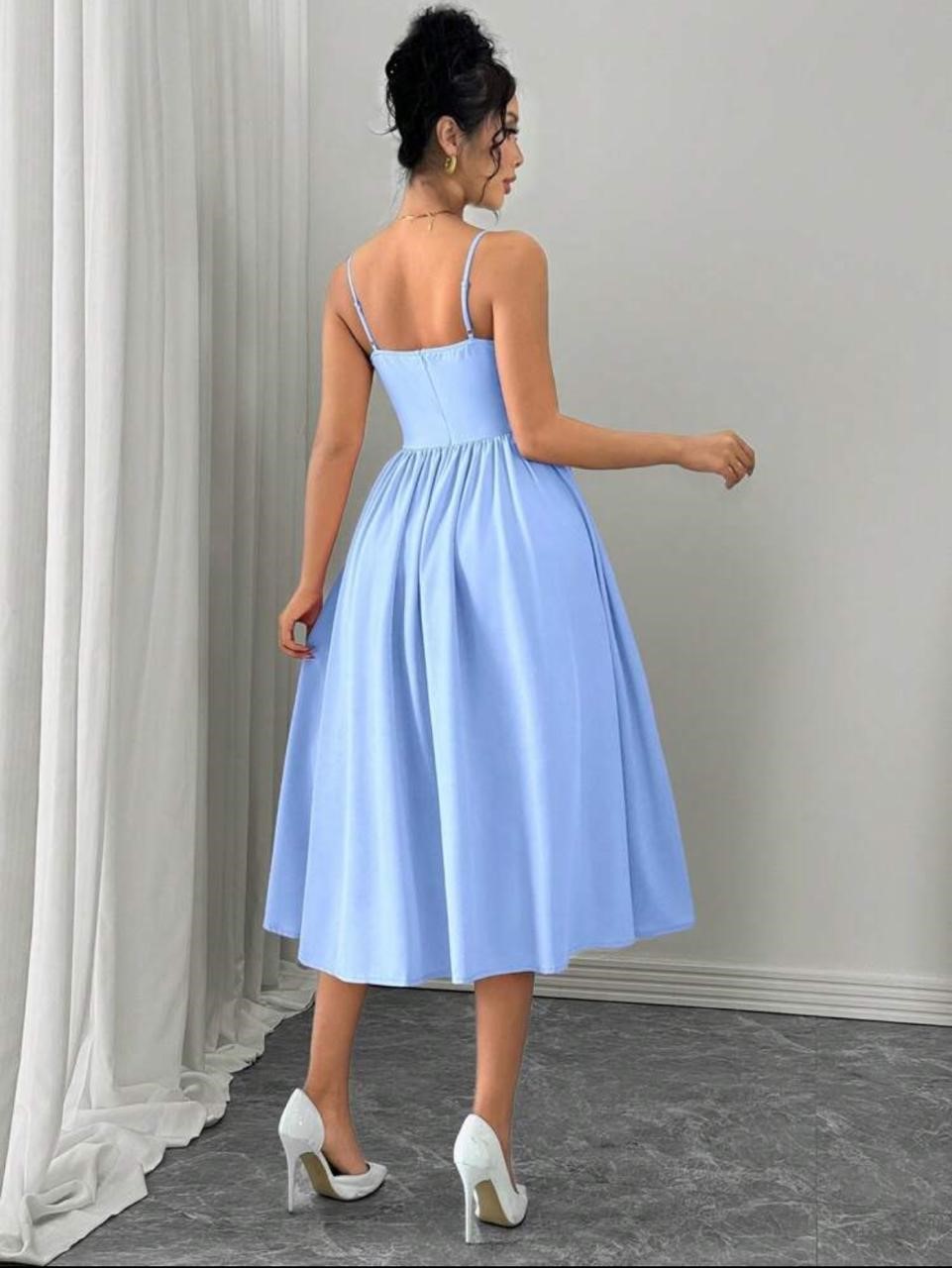 Fashionable & Versatile Suspender Waist Flare Hem Dress - Image 2