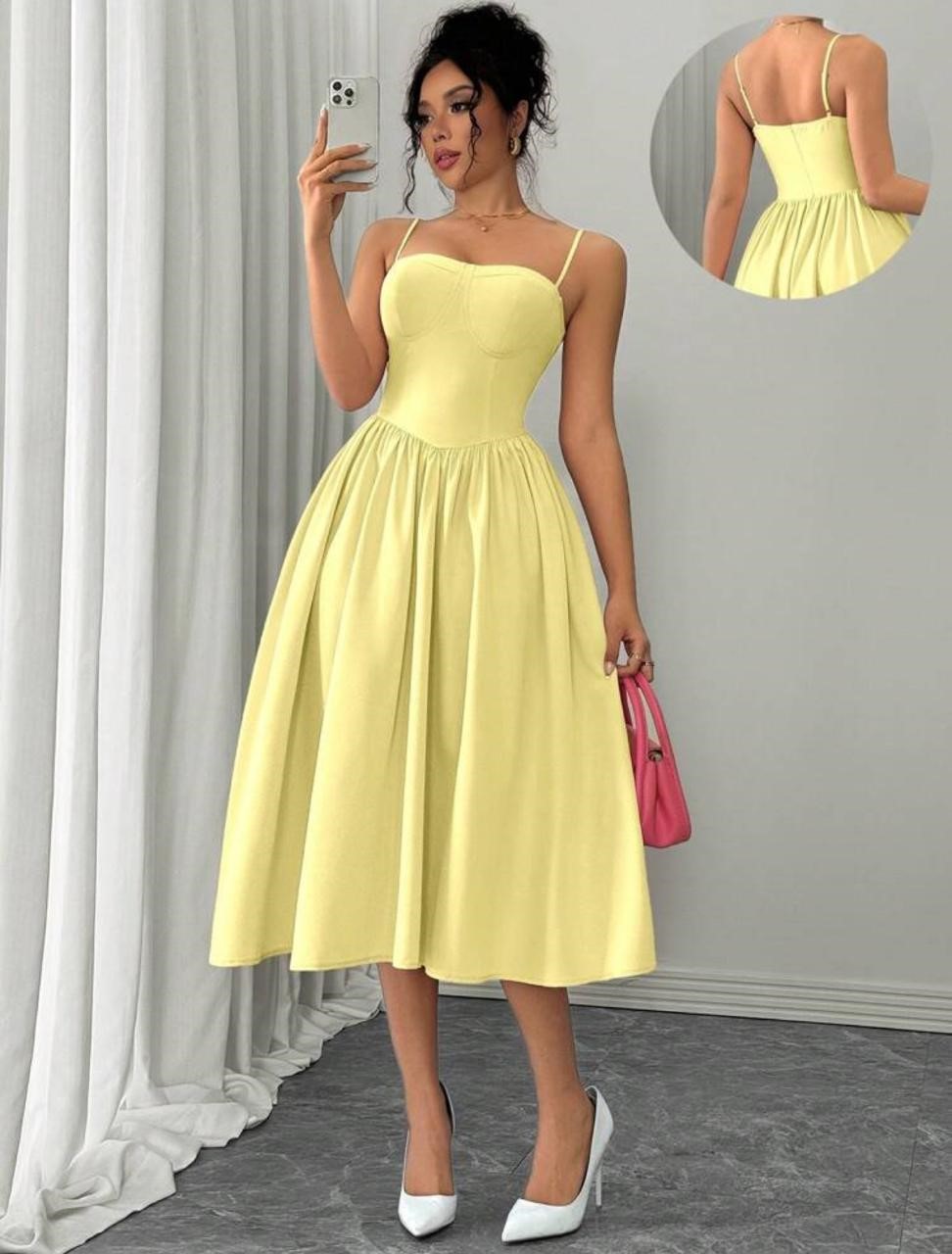 Fashionable & Versatile Suspender Waist Flare Hem Dress